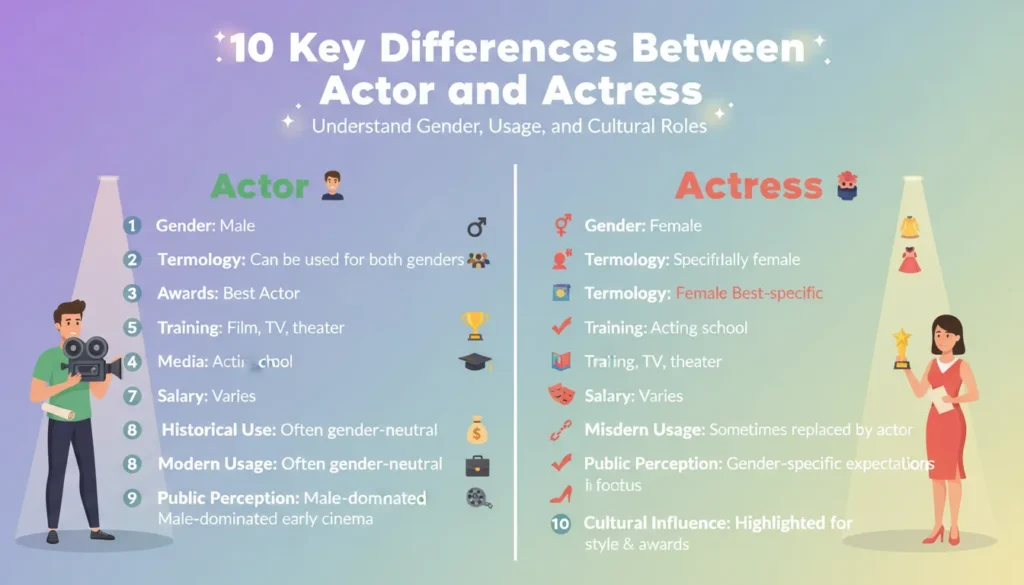 🎭 10 Main Differences Between Actor and Actress