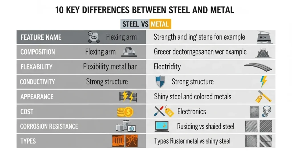 🥄 10 Main Differences Between Steel and Metal