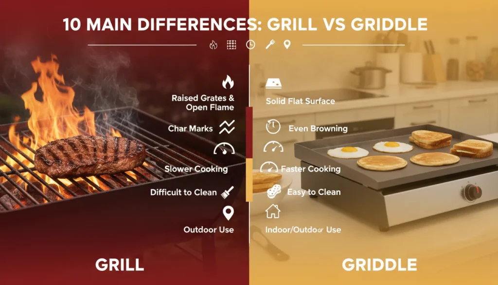 🥩 10 Main Differences Between Grill and Griddle
