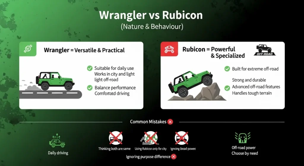 Nature and Behaviour Of rubicon and wrangler