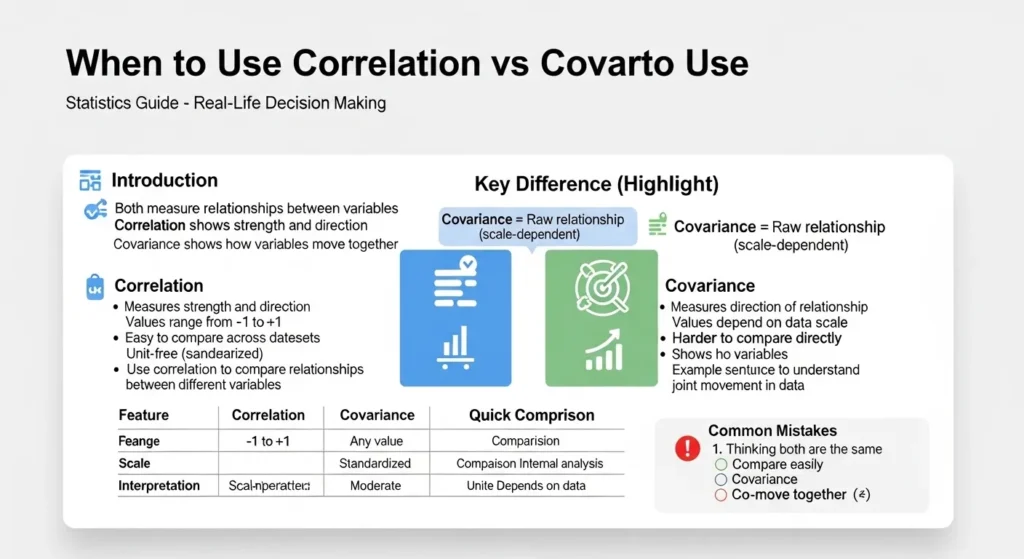 📊 When to Use Correlation or Covariance in Real Life