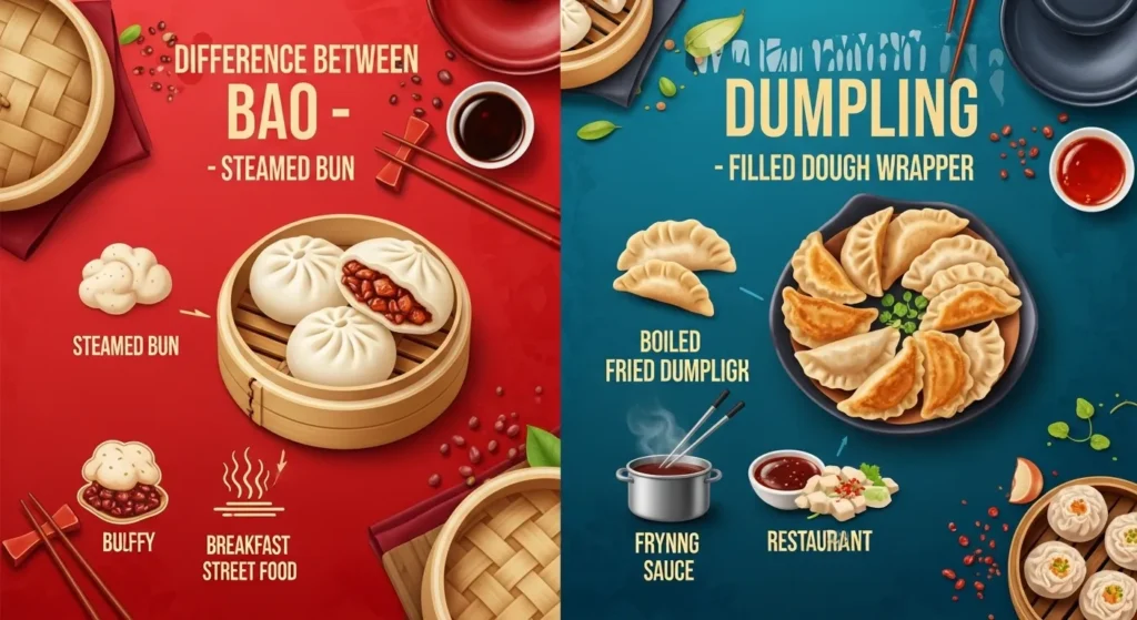 🔍 Difference Between Bao and Dumpling