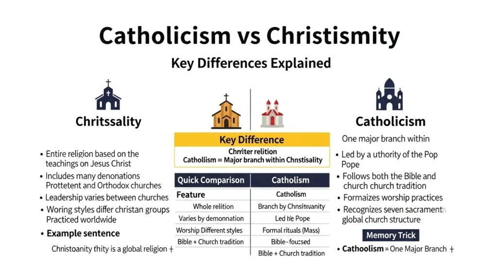 🔍 Key Differences Between Catholicism and Christianity