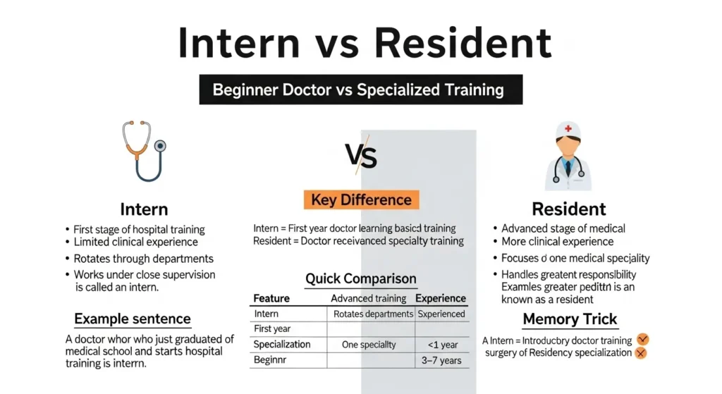 🔍 Key Differences Between Intern and Resident