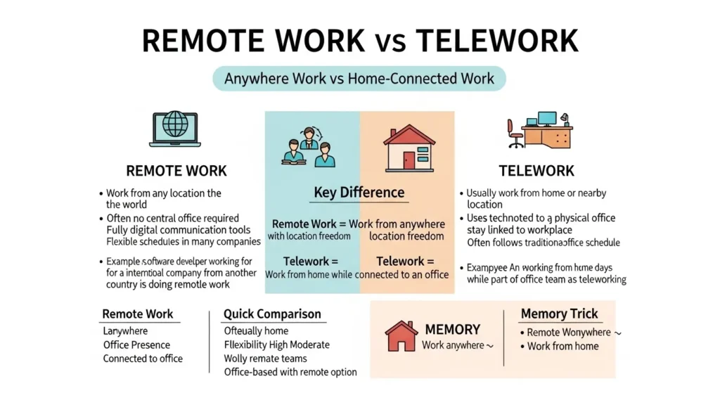 🔍 Key Differences Between Remote and Telework
