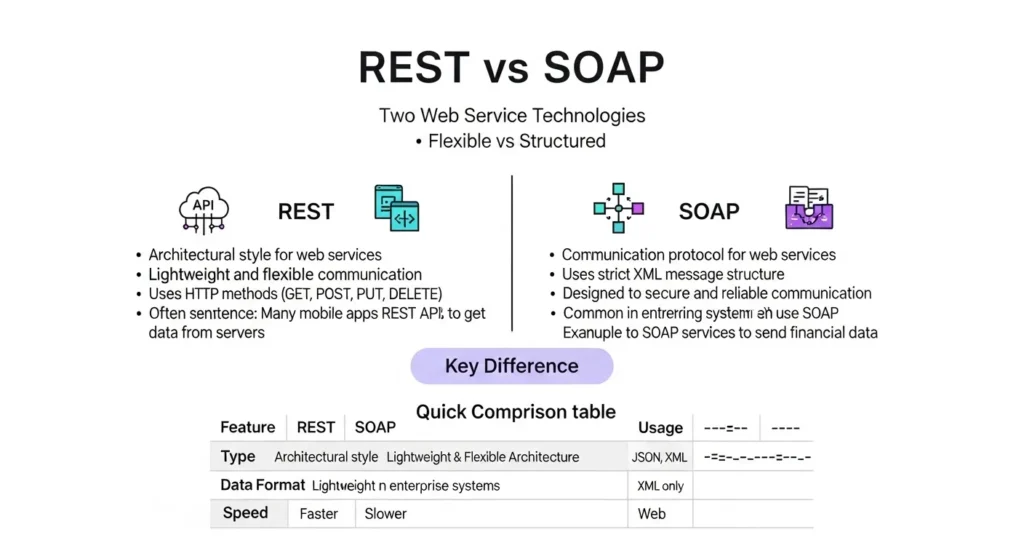 🔍 Key Differences Between REST and SOAP