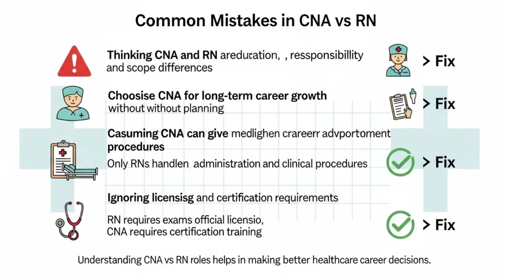❌ Common Mistakes with Difference Between CNA and RN