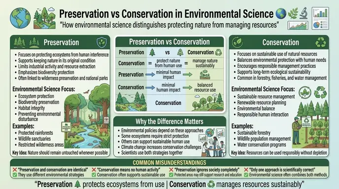 Difference Between Preservation and Conservation in Environmental Science