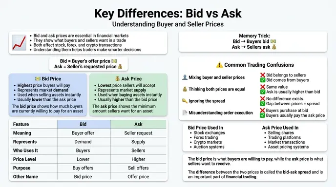 Key Differences Explained Between Bid and Ask