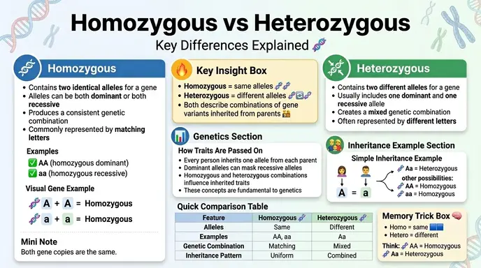 Key Differences Explained Between Homozygous and Heterozygous