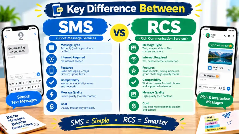 📱 Difference Between SMS and RCS