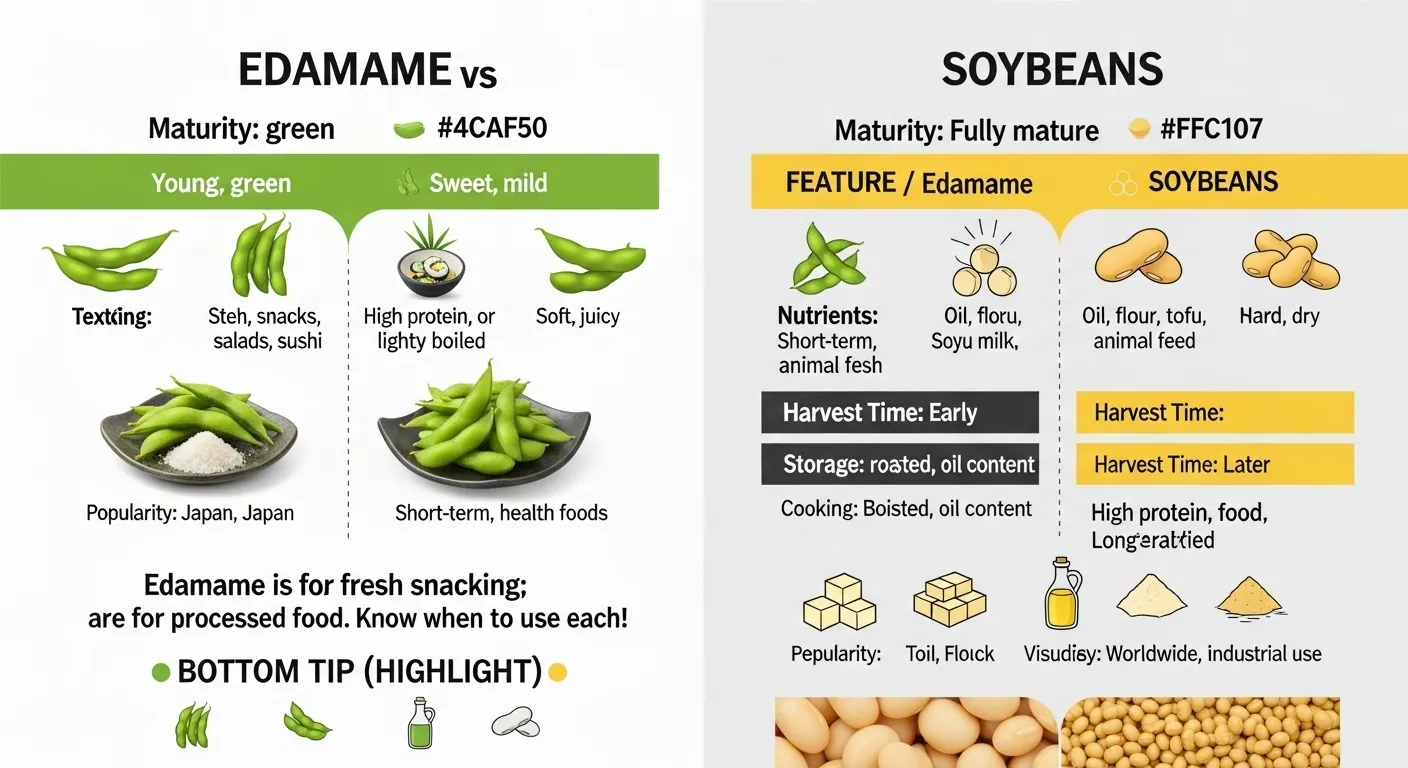 difference between edamame and soybeans