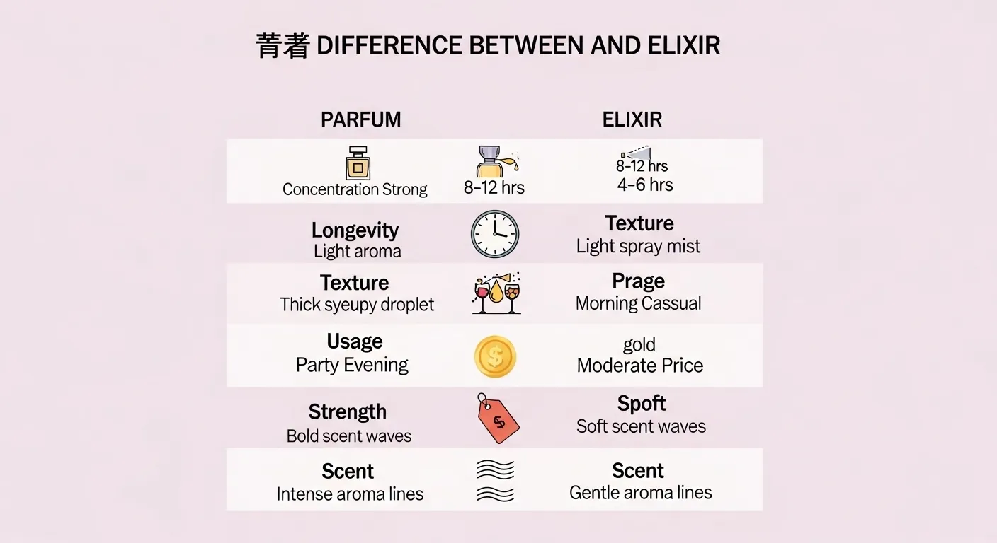 difference between parfum and elixir