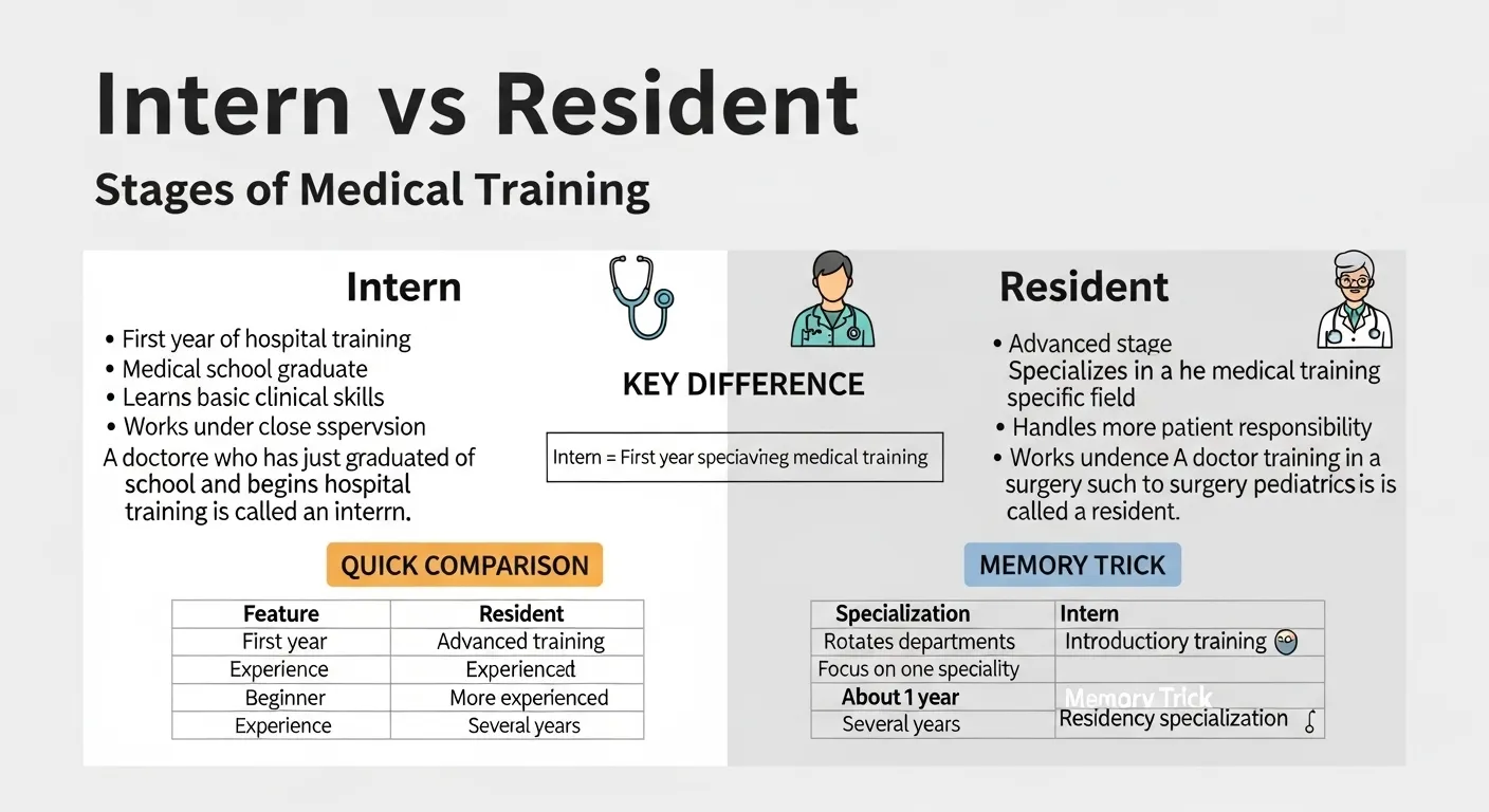 difference between intern and resident
