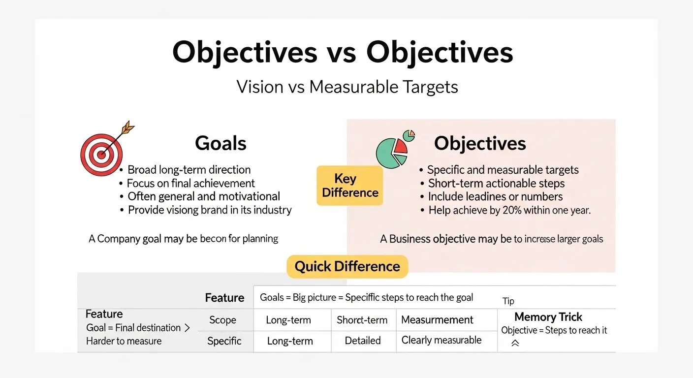 difference between objectives and goals