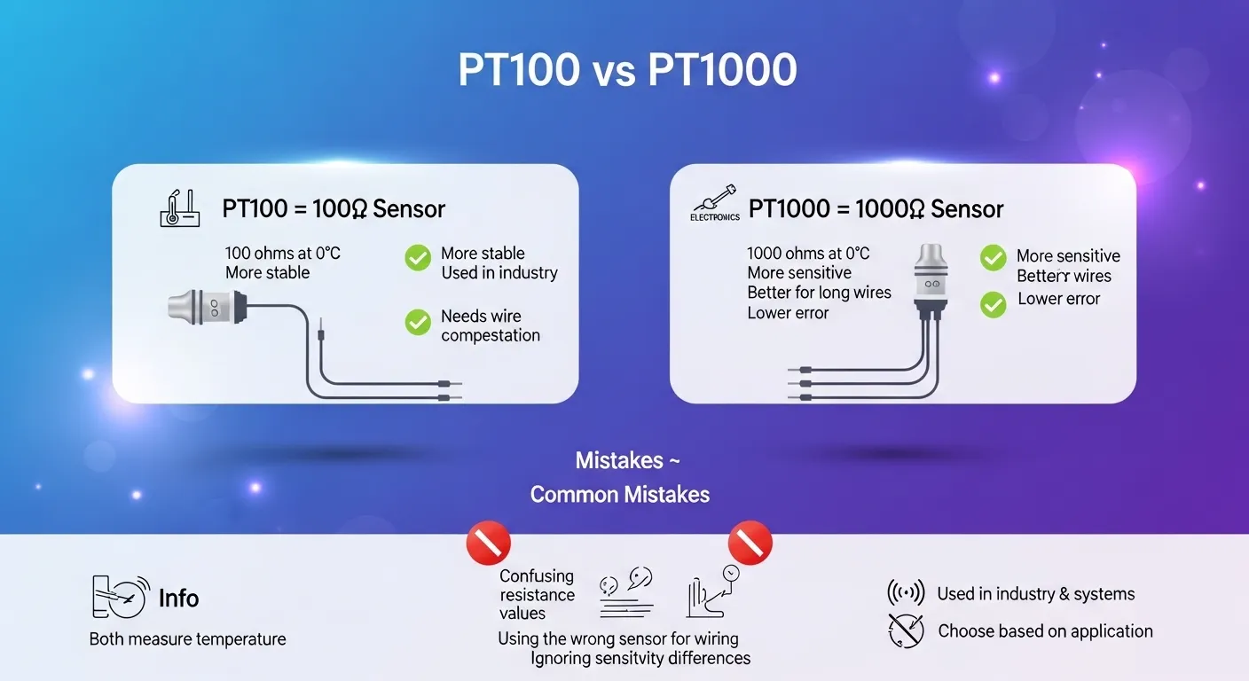 difference between pt100 and pt1000