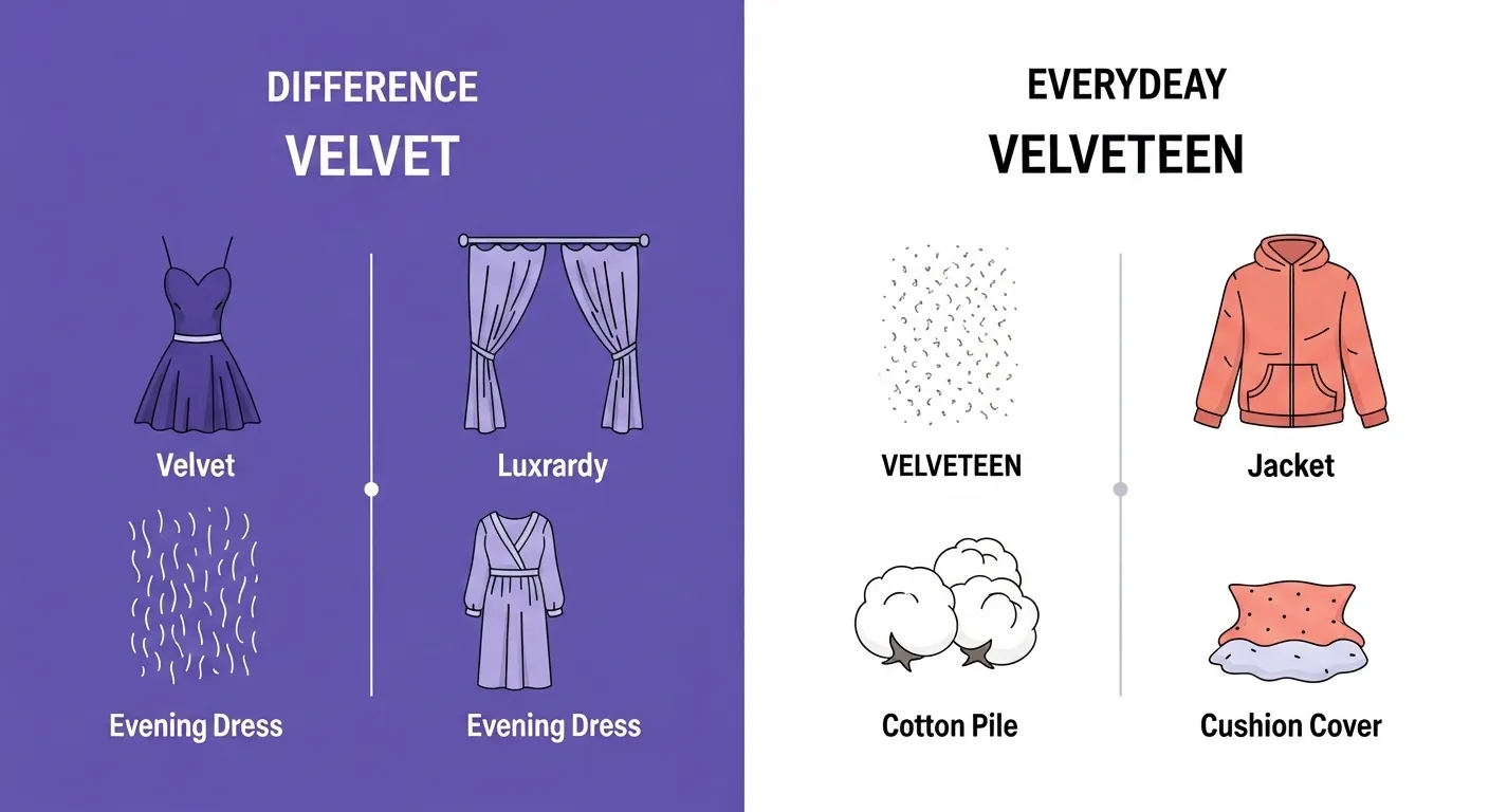 difference between velvet and velveteen