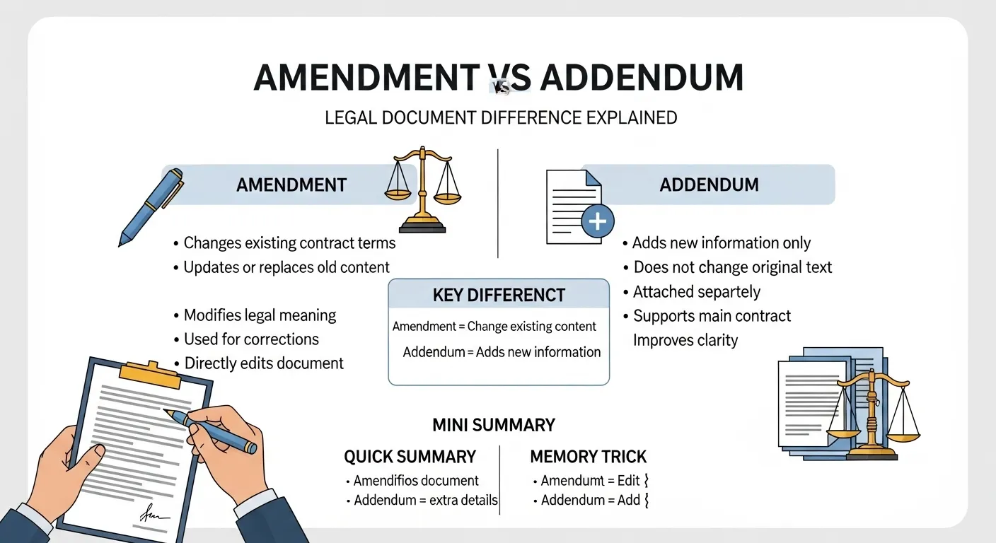 difference between amendment and addendum