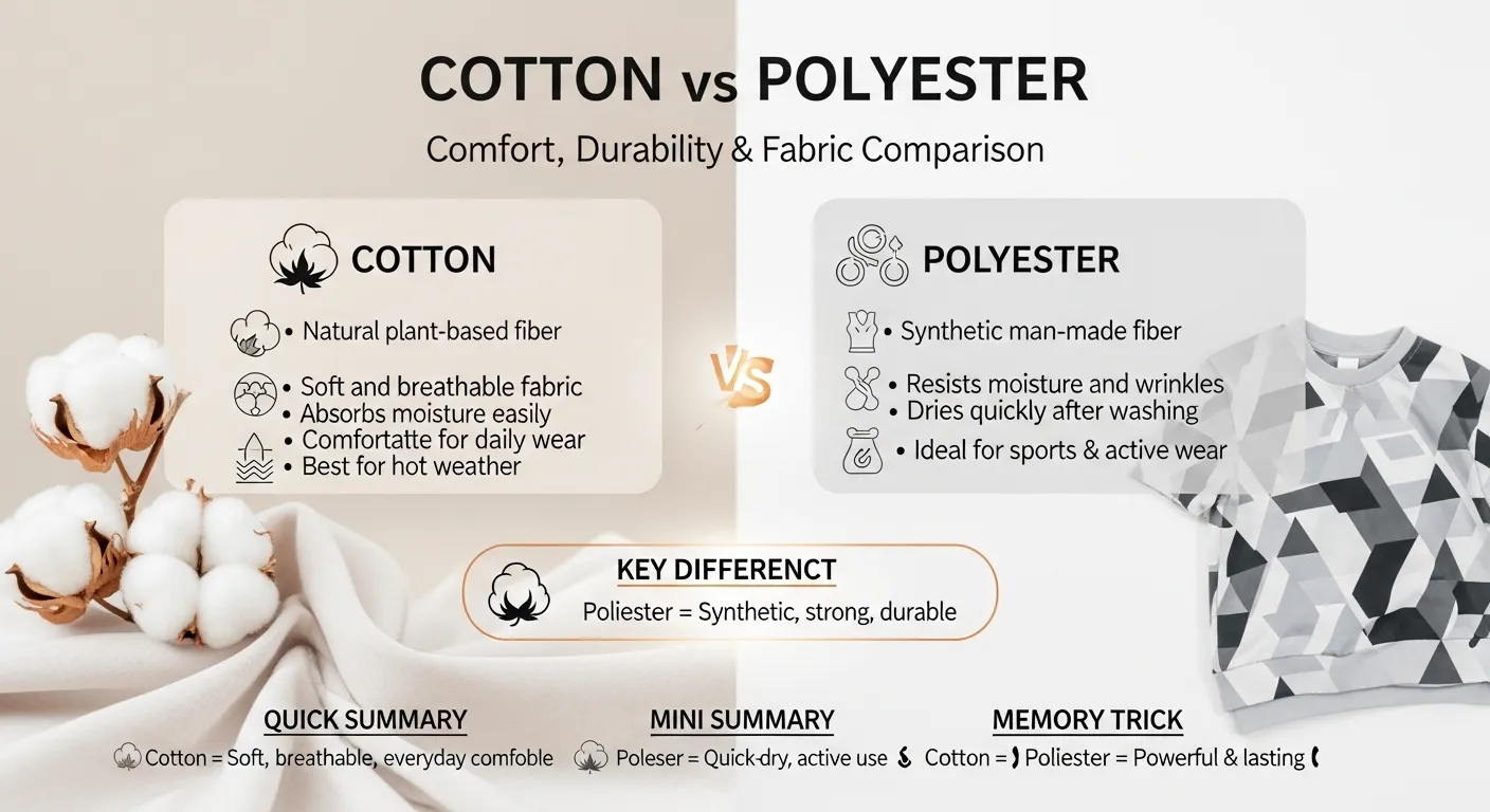 difference between cotton and polyester