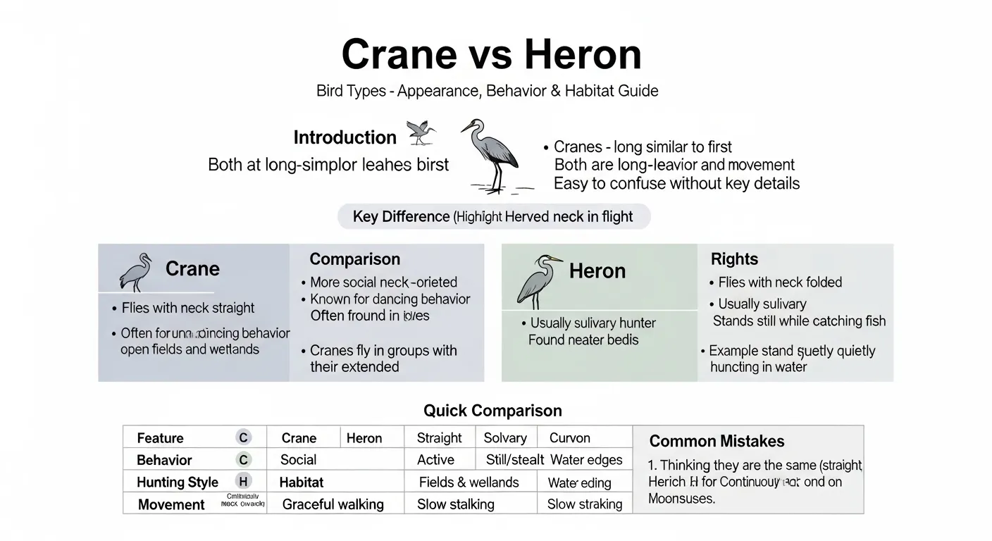 difference between crane and heron