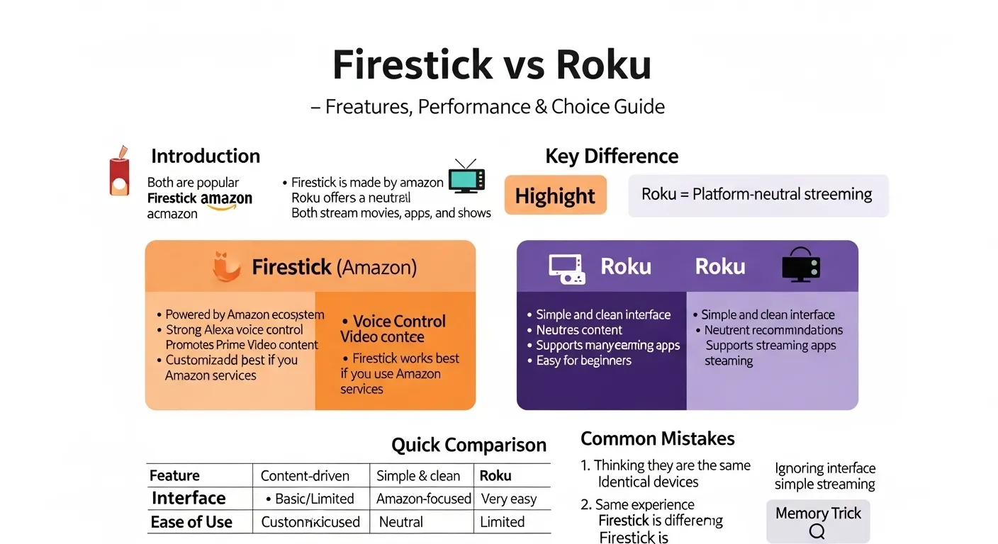 difference between firestick and roku