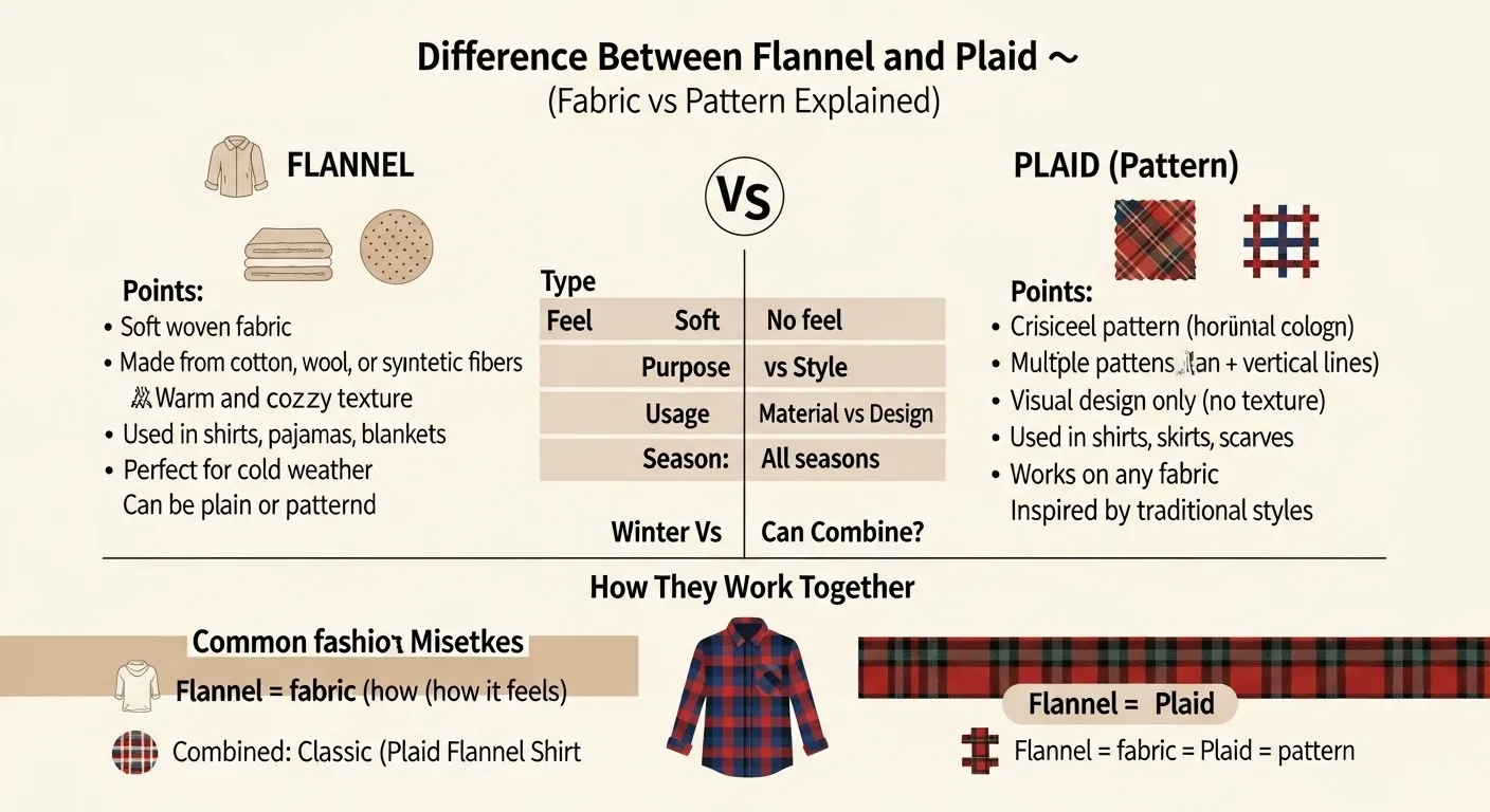 difference between flannel and plaid