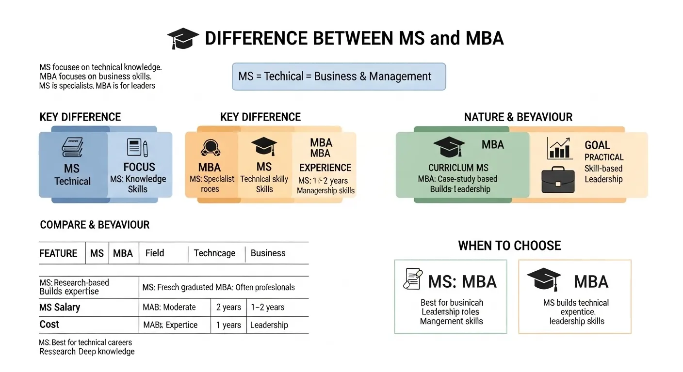 difference between ms and mba