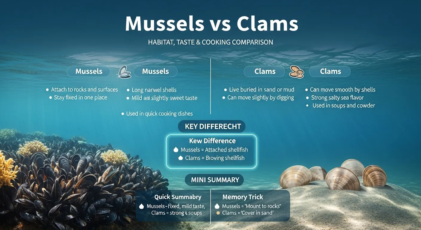 difference between mussels and clams