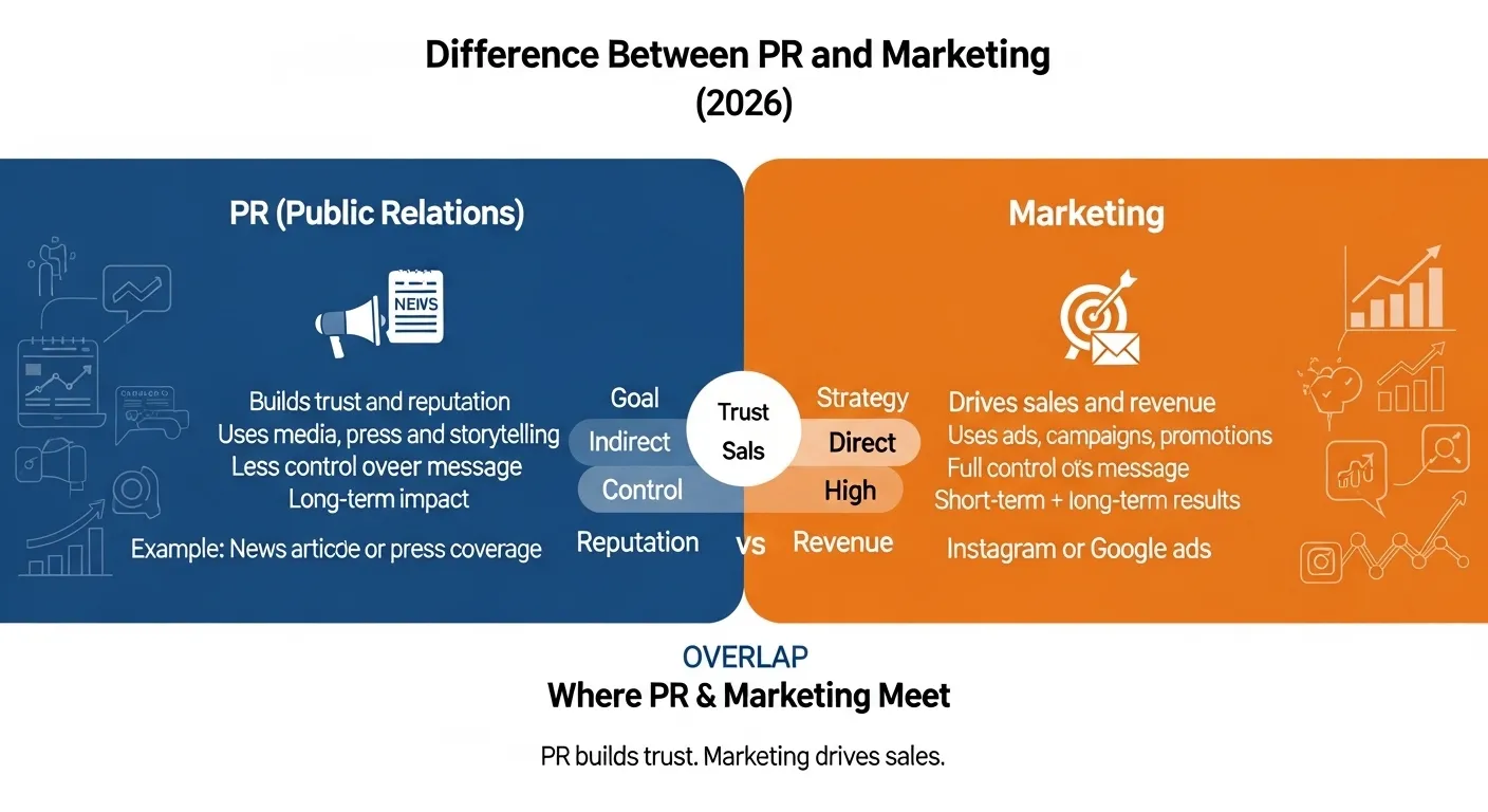 difference between pr and marketing