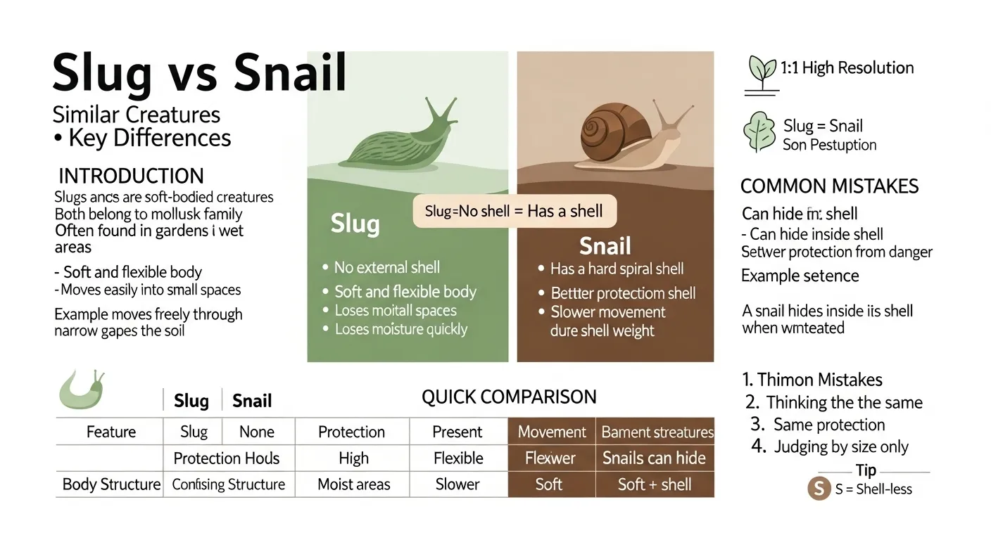 difference between slug and snail
