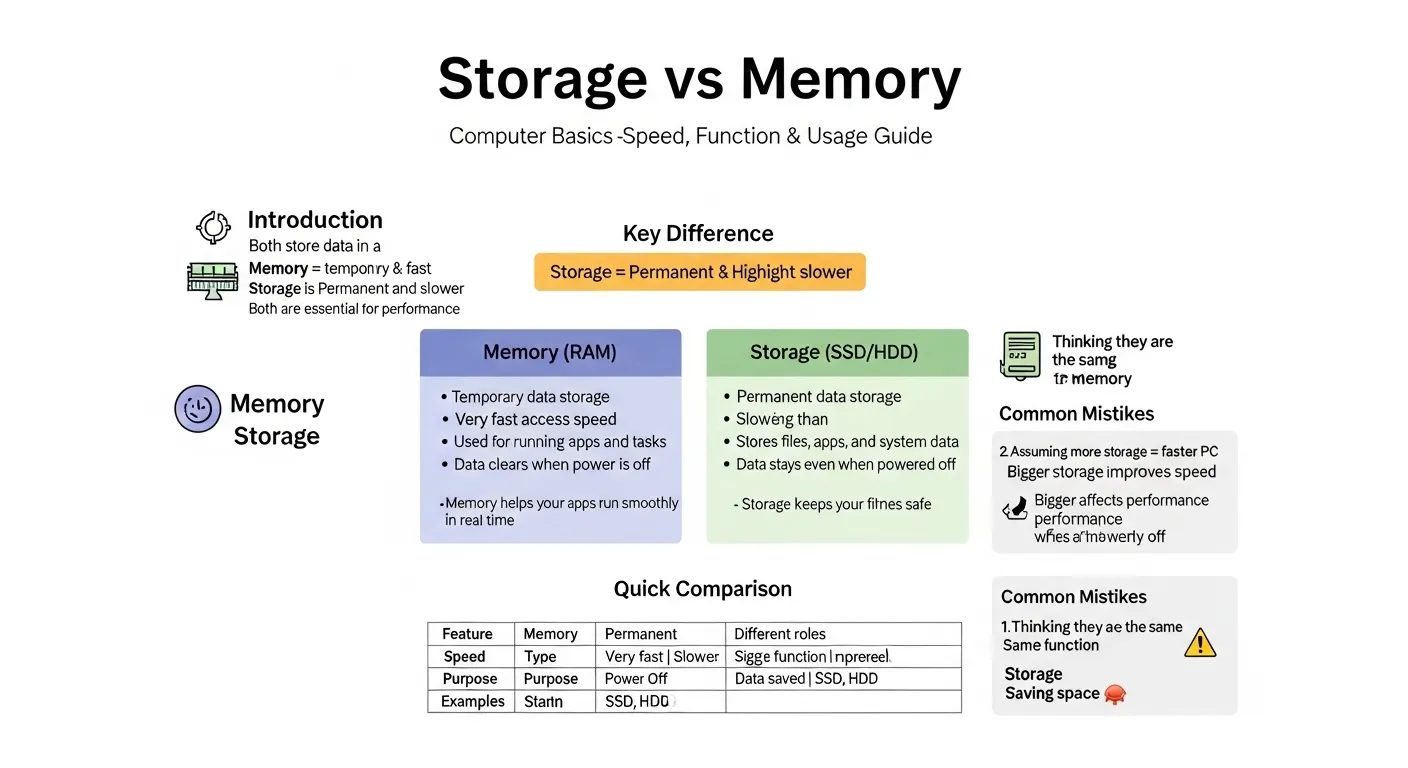 difference between storage and memory