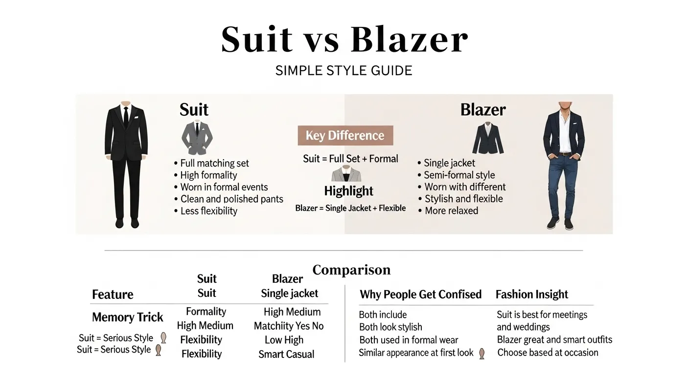difference between suit and blazer