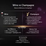 difference between wine and champagne