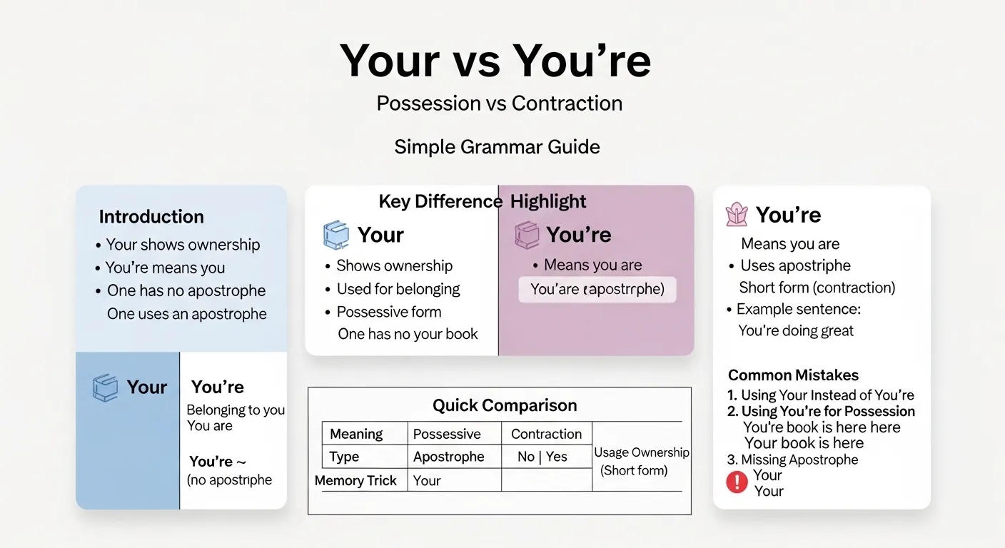 difference between your and you’re with examples
