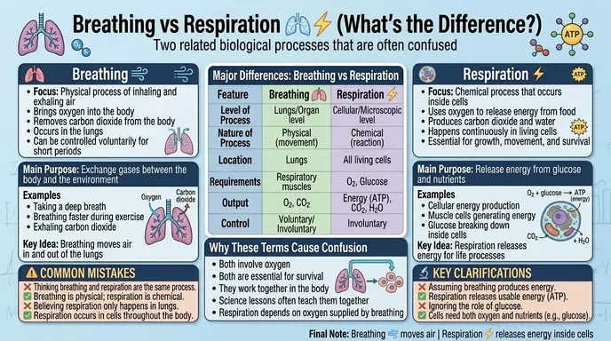 difference between breathing and respiration