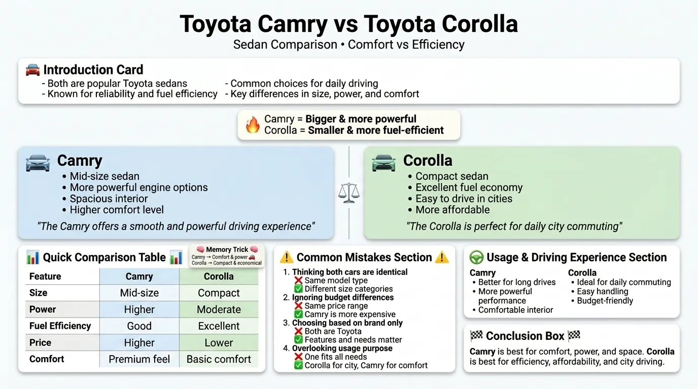 difference between camry and corolla