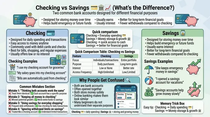 difference between checking and savings