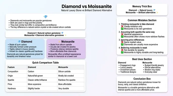 difference between diamond and moissanite