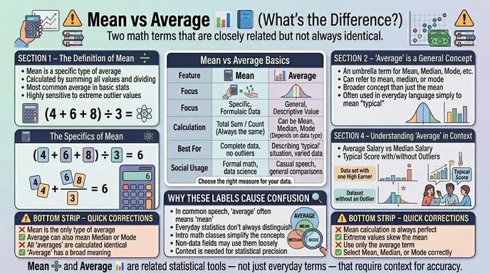 difference between mean and average