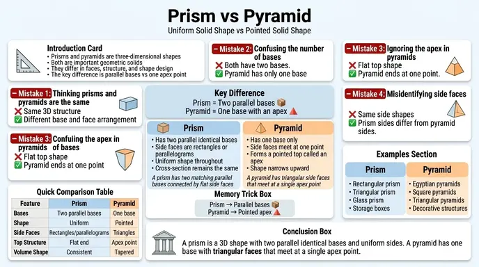 difference between prism and pyramid