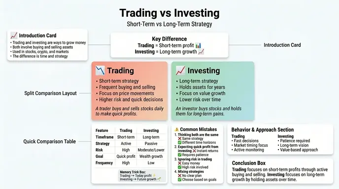 difference between trading and investing