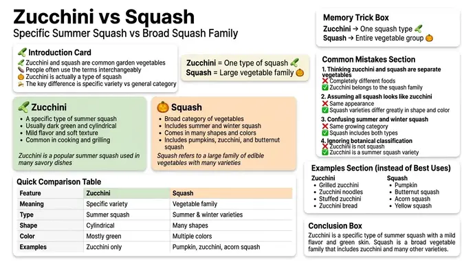 difference between zucchini and squash