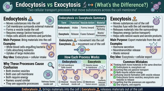 difference between endocytosis and exocytosis